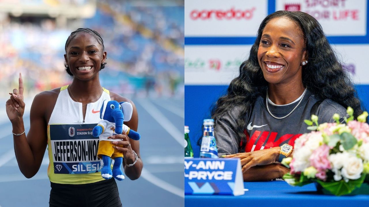 Melissa Jefferson-Wooden and Shelly-Ann Fraser-Pryce (Image via: Both Getty)