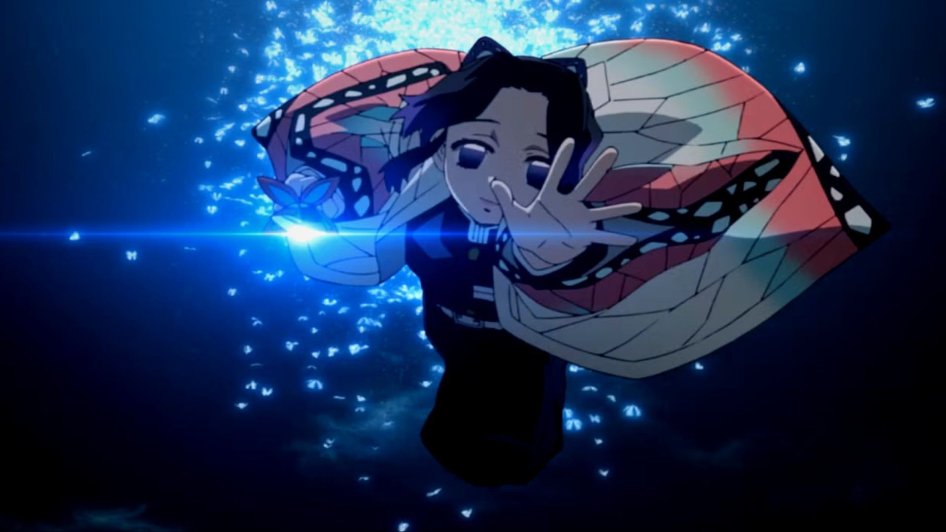 Shinobu&#039;s Insect Breathing as seen in the anime (Image via Ufotable)