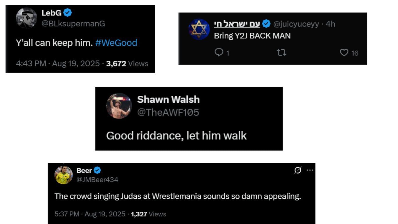 Fan reactions [Source: Screenshots of replies to @WrestlePurists on X]