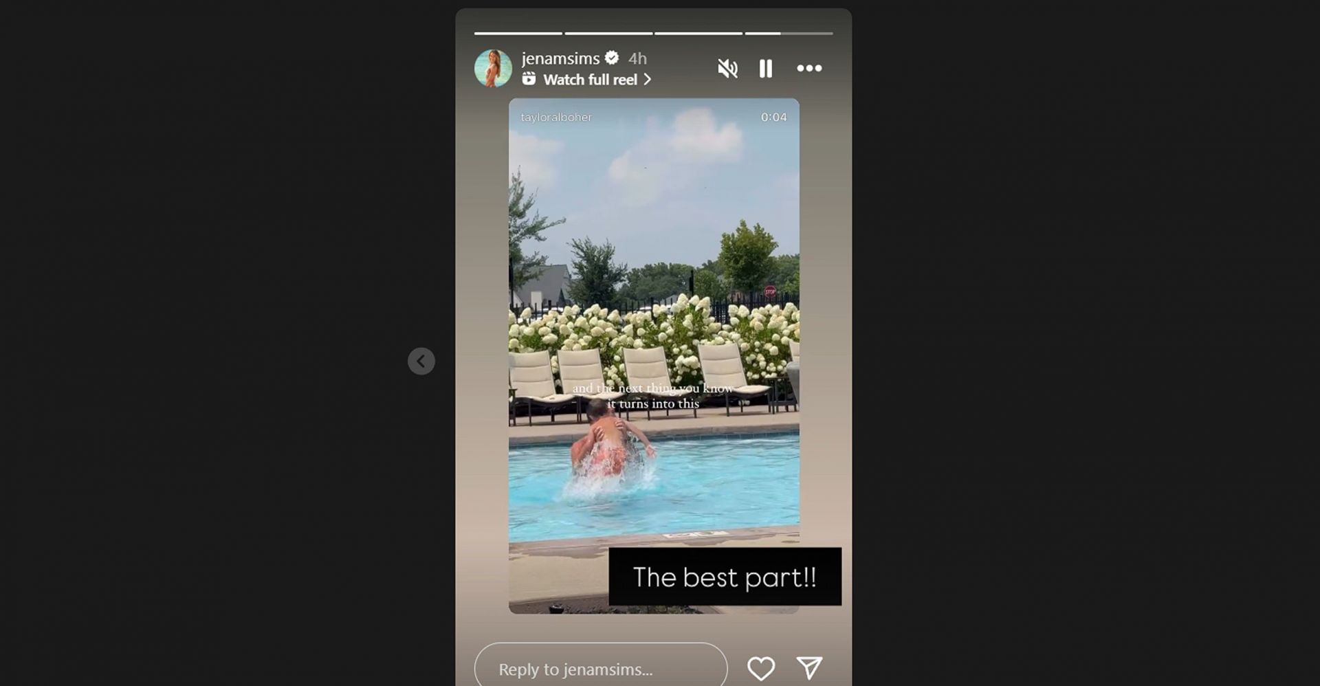 Still from Brooks Koepka&rsquo;s wife Jena Sims&#039;s Instagram story/@jenamsims