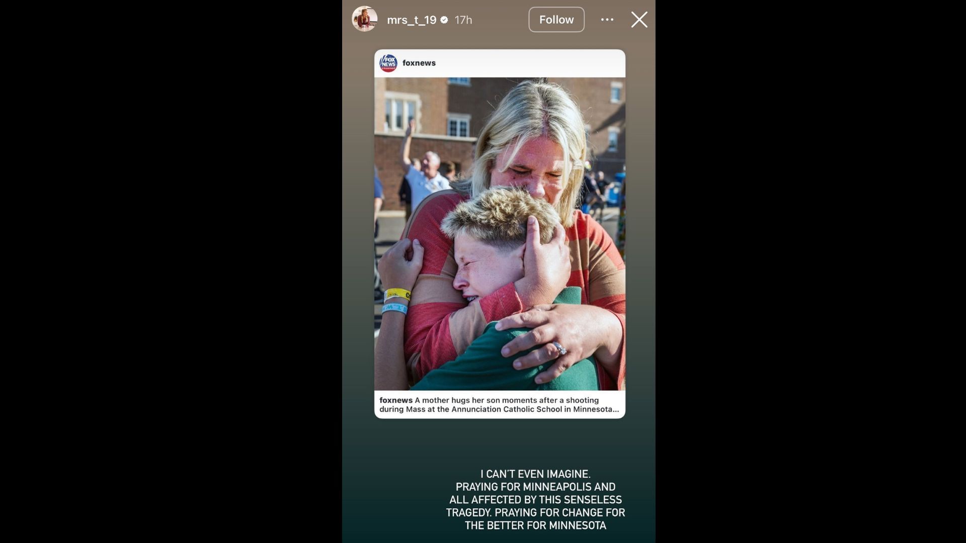 Caitlin Theilen shared a heartfelt message after the school shooting in Minnesota (image crdit: instagram/mrs_t_19)