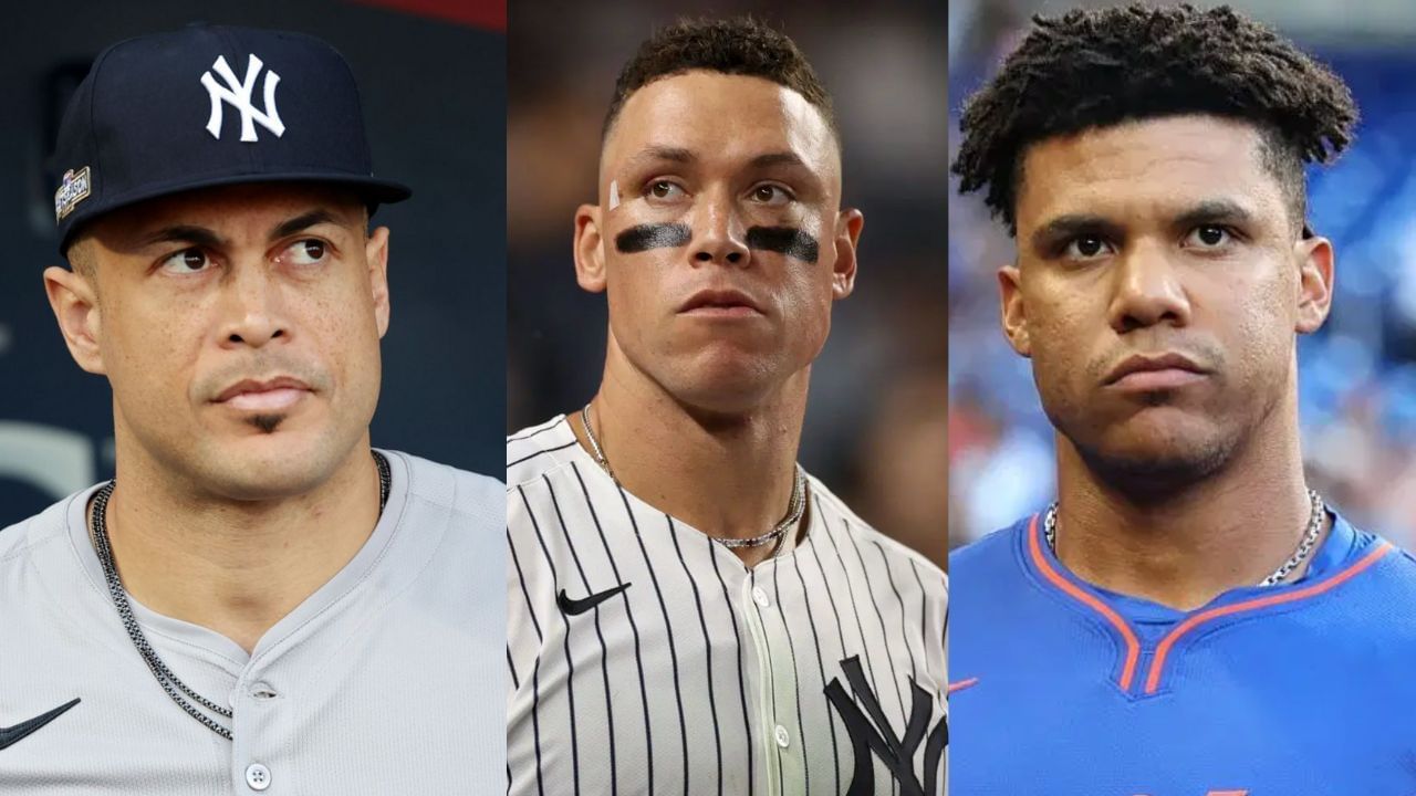 (Left to Right) Giancarlo Stanton, Aaron Judge, Juan Soto (Images from - Getty)