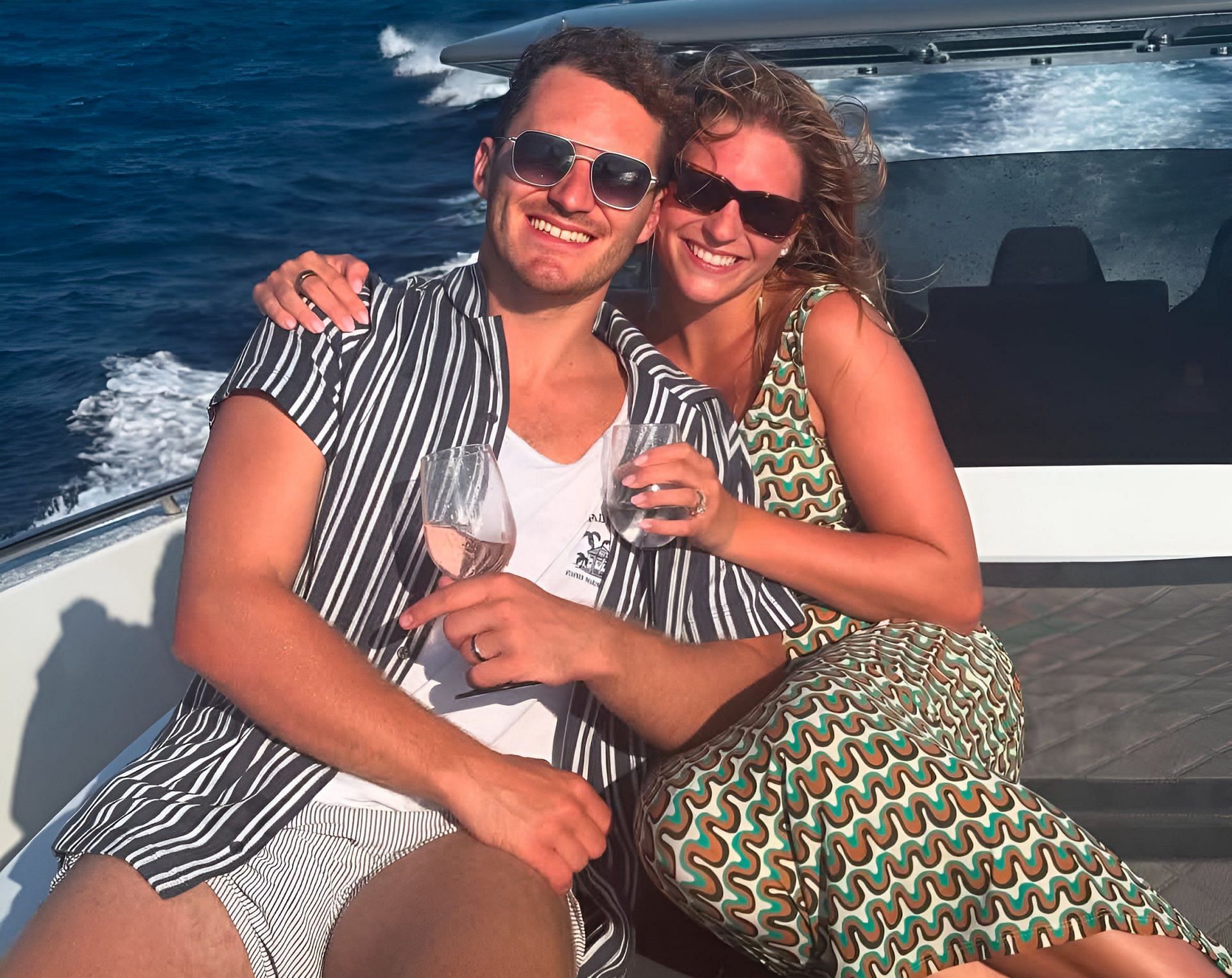 Newlyweds Matthew Tkachuk &amp; Ellie enjoy a gala honeymoon in Saint Tropez. (Image Source: Matthew Tkachuk/IG)