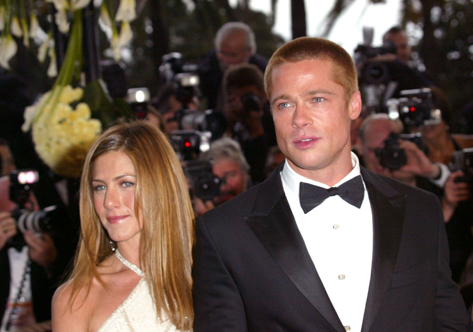Aniston and Pitt at the 2004 Cannes Film Festival for &quot;Troy&quot; premiere (Image via Getty)