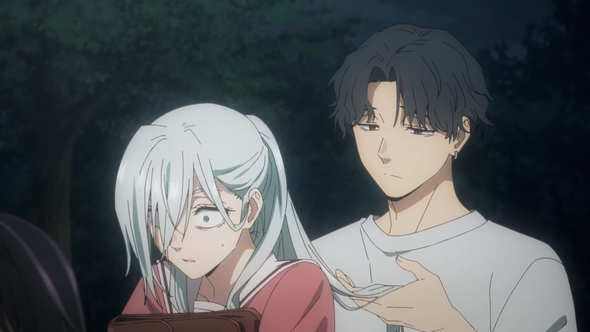 One of the harassers touches Subaru&#039;s hair (Image via CloverWorks)