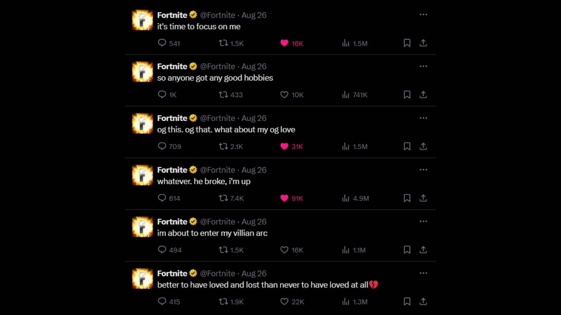 The thread in discussion (Image via X|@Fortnite)