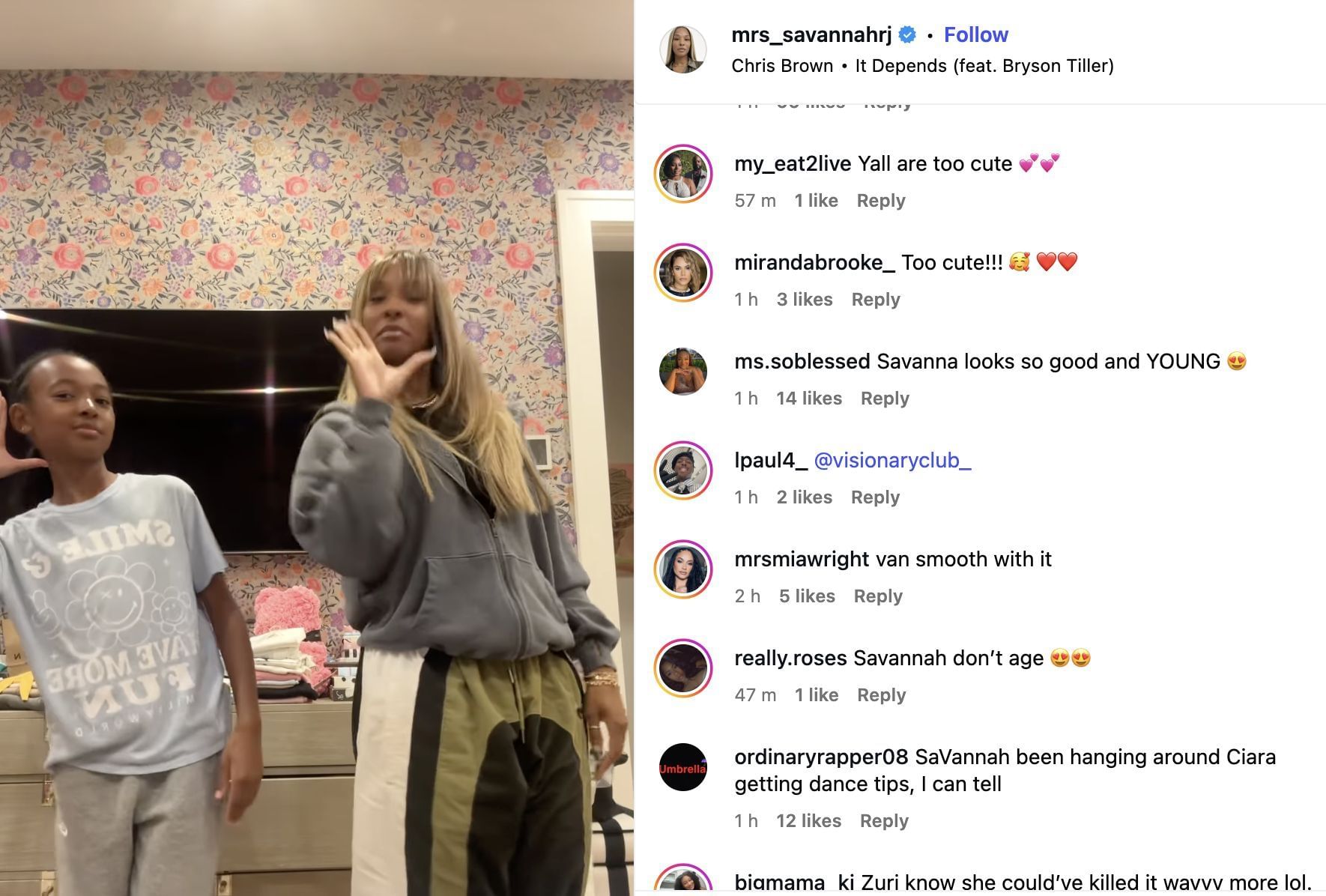 Reactions to Savannah James&#039; Instagram post. Credits:@mrs_savannahrj