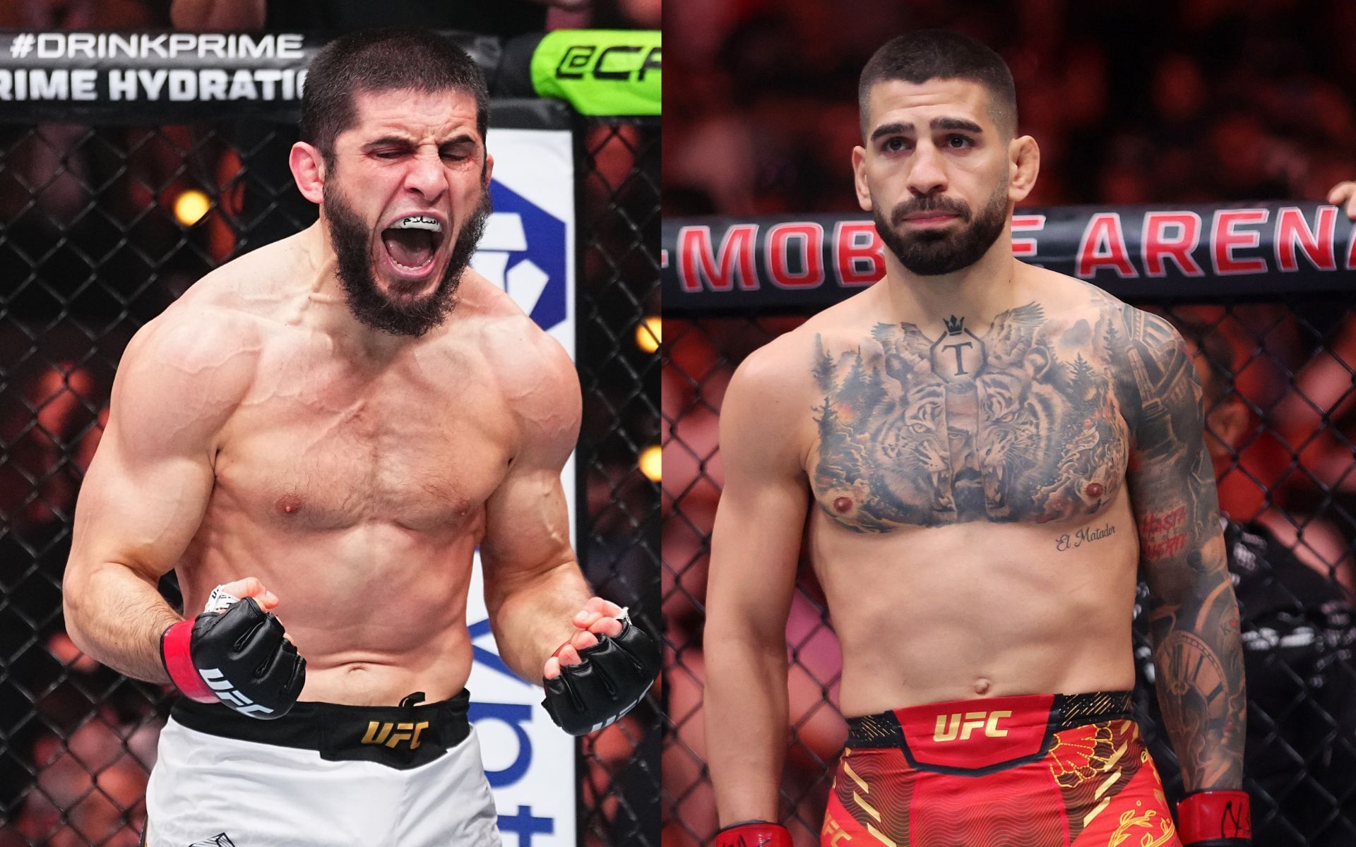 Islam Makhachev (left) talks about potential Ilia Topuria (right) clash. [Images courtesy: Getty]