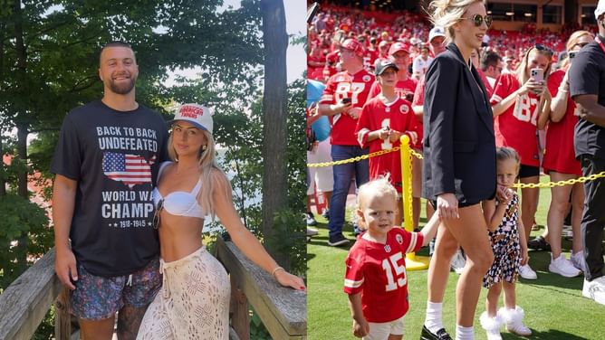 Jake Ferguson's fiancée Haley Cavinder drops 2-word message as Patrick Mahomes' son Bronze cheers for Chiefs QB