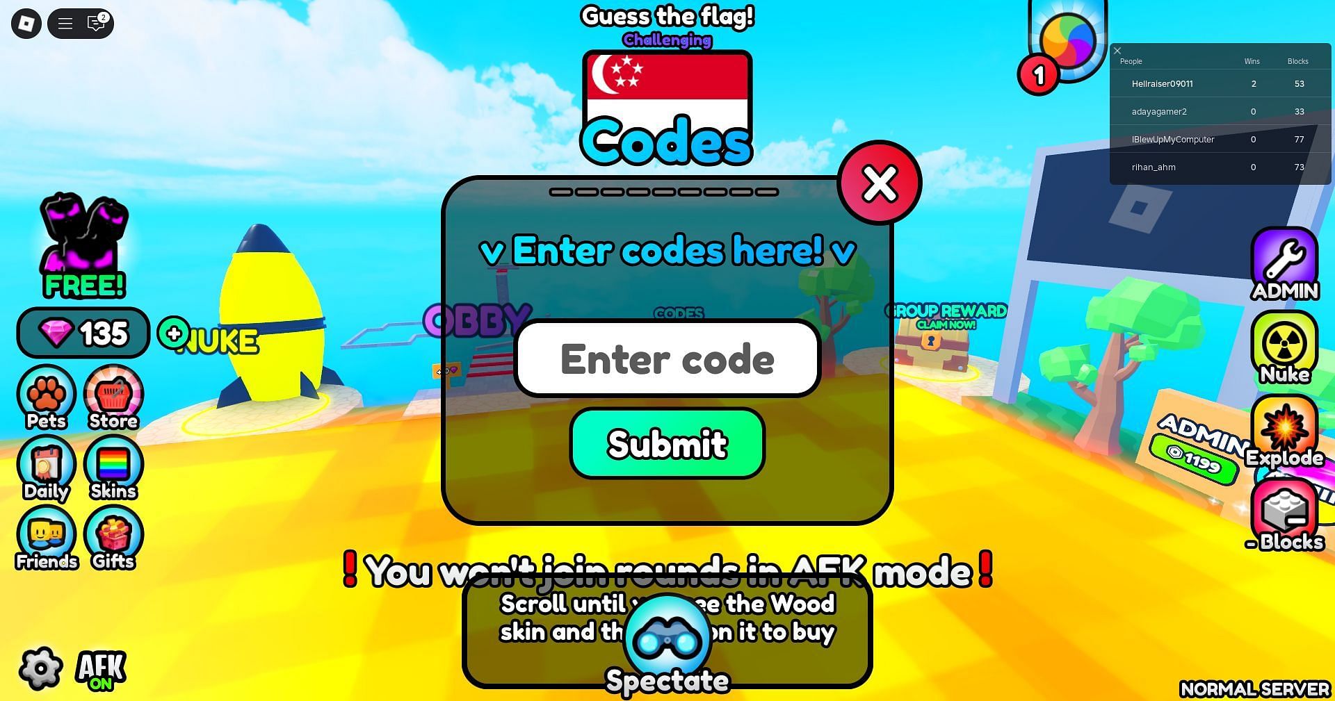 Take up the code here (picture via Roblox)