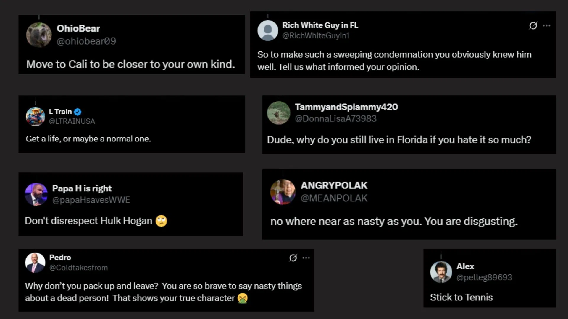 Fan reactions to Martina Navratilova's comments! [All images from users under Martina Navratilova's X post]