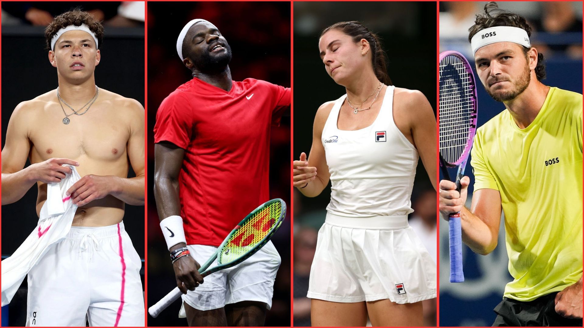 (L-R) Ben Shelton, Frances Tiafoe, Emma Navarro, Taylor Fritz | Getty