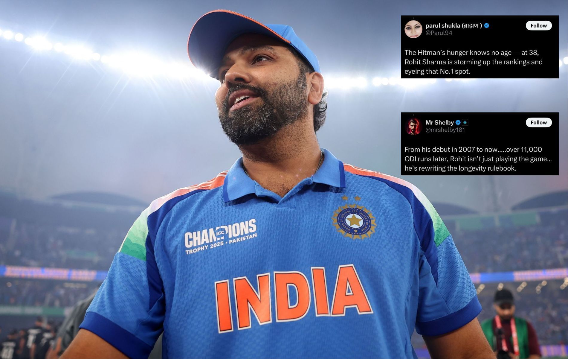 Rohit Sharma has 11,168 runs to his name from 273 ODIs. (Pics: Getty Images/X/@mrshelby101/@Parul94).