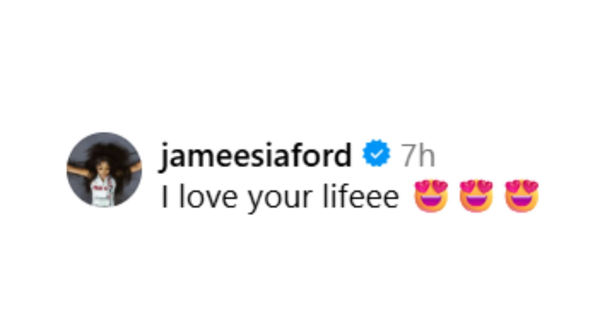 JaMeesia Ford&#039;s reaction to MiLaysia Fulwiley&#039;s Instagram post (Image Source: @laywitdabutter/Instagram)