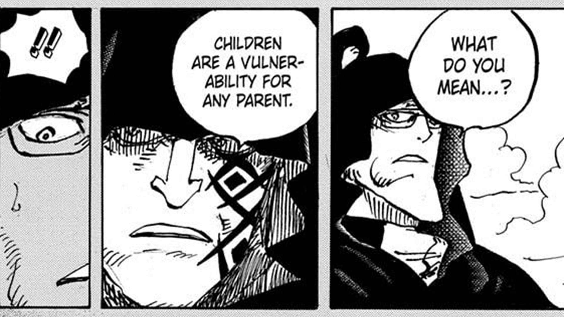 Dragon and Kuma&#039;s conversation about Dragon&#039;s son (Image via Shueisha)