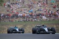 Kimi Antonelli (12) and George Russell during qualifying at the Hungaroring. Source: Getty