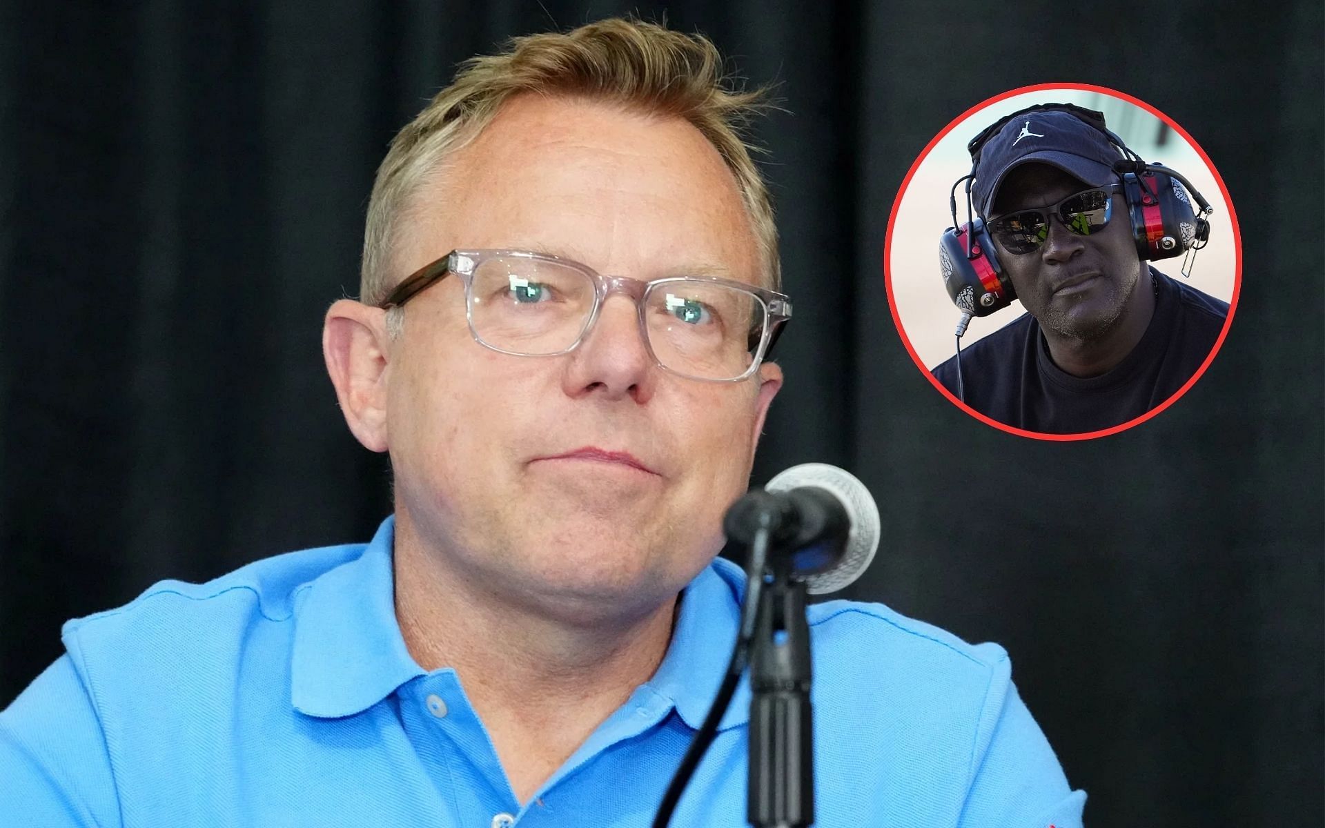 Leigh Diffey and 23XI Racing co-owner Michael Jordan
