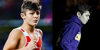 Bo Bassett reacts as brother Keegan achieves major feat at U17 Wrestling World Championships