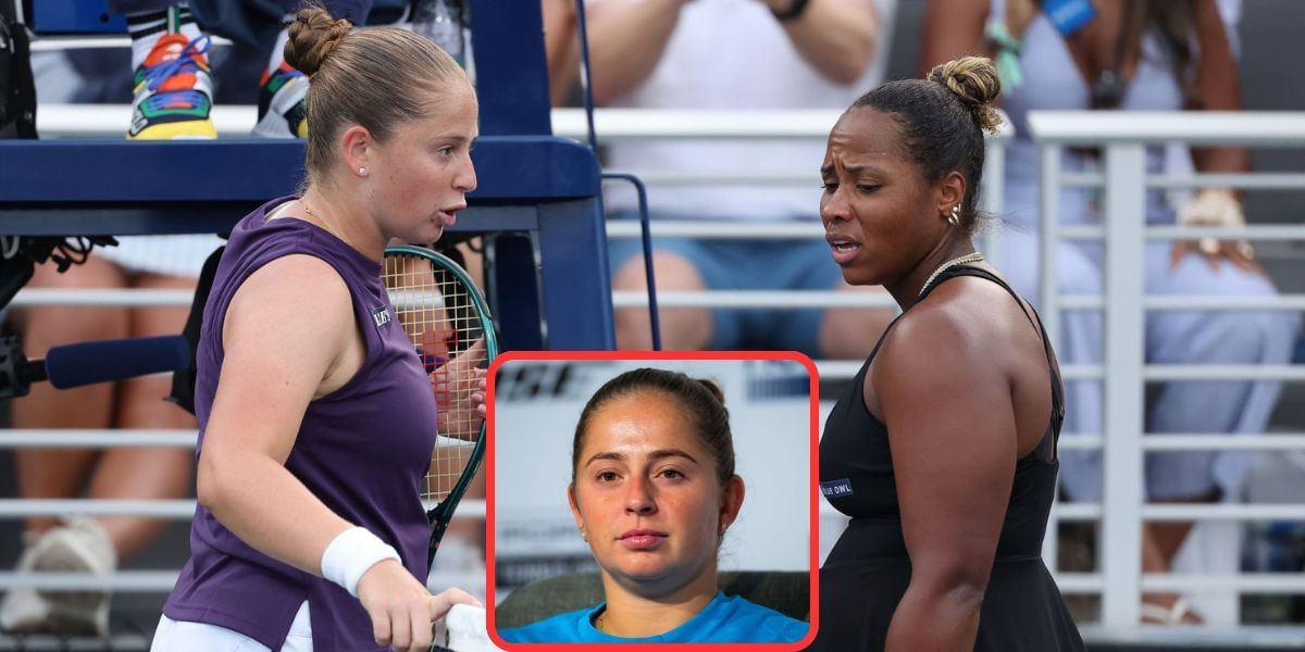 Jelena Ostapenko and Taylor Townsend at the 2025 US Open (background), Jelena Ostapenko (bottom inset), Sources: Getty
