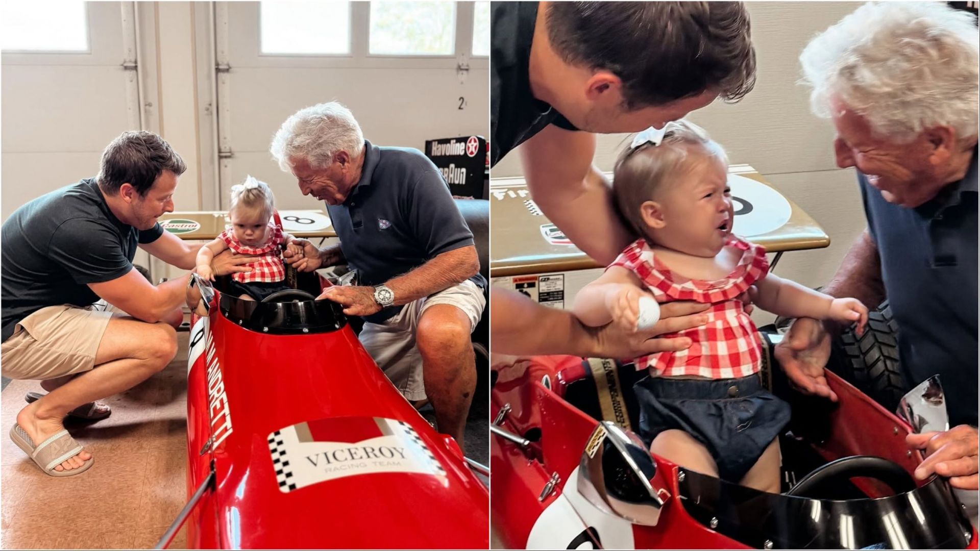 Image credits: Instagram/@marcoandretti, Marco Andretti with her daughter Miura, and granddad Mario Andretti