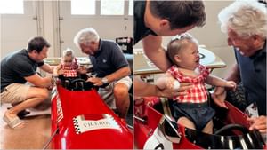 "First female to win the Indy": Fans react to Marco Andretti's daughter trying a vintage Ferrari in great-granddad Mario Andretti's presence