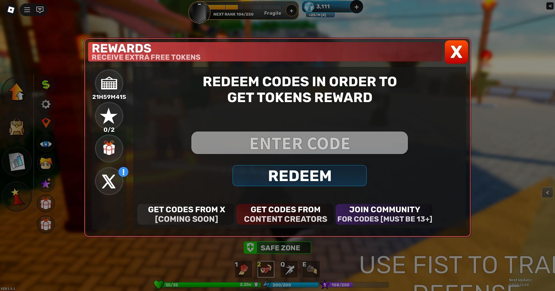 Redeem the code here (Image via Roblox)