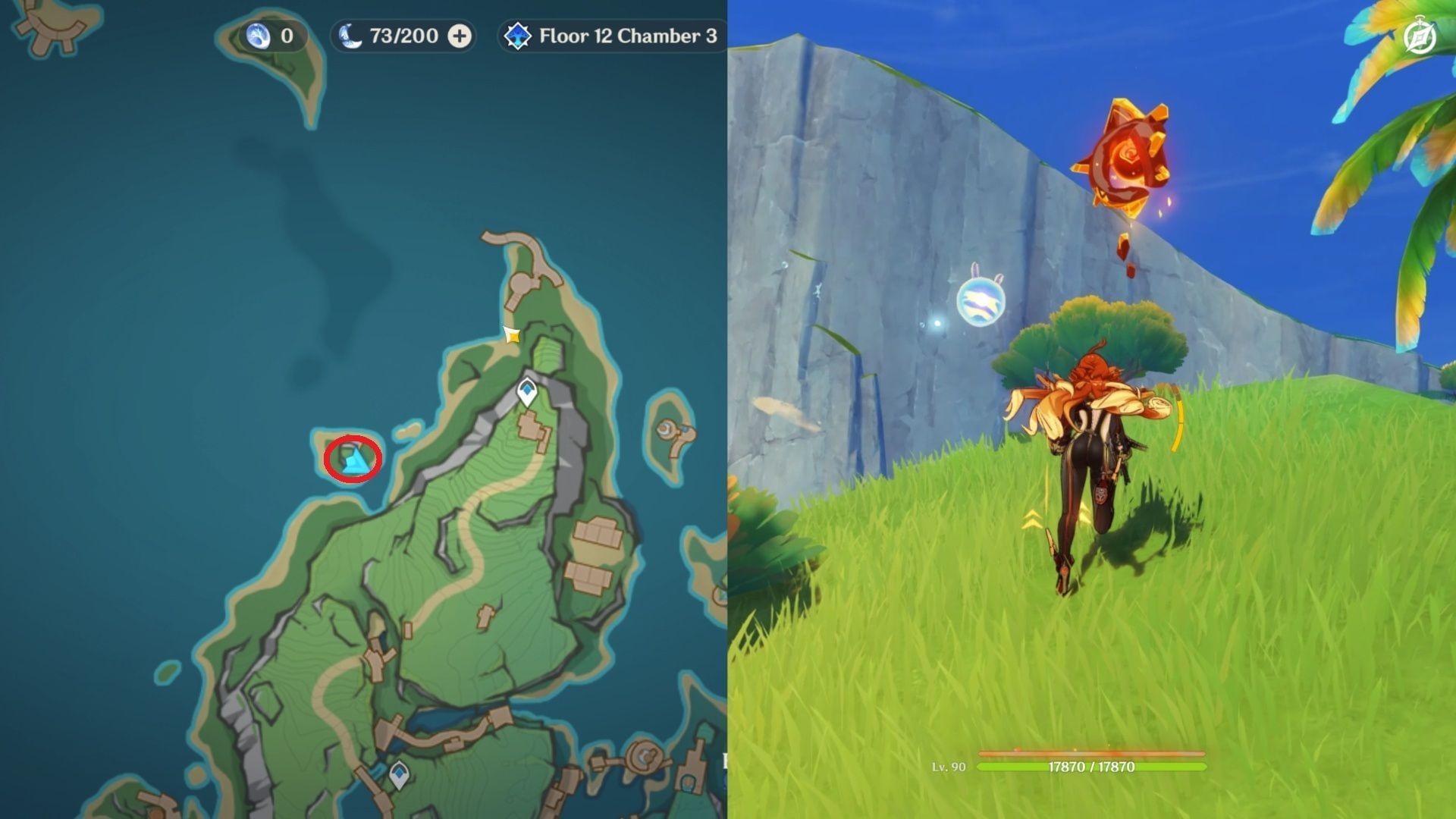 Above a large rock west of Wave Bay (Image via HoYoverse)
