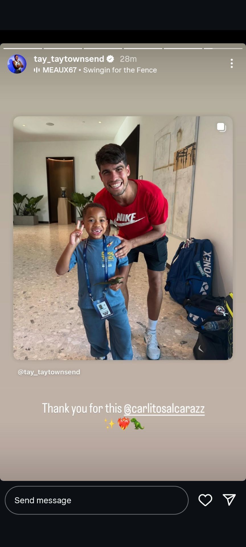 Taylor Townsend's Instagram Story (Image: Instagram @tay_taytownsend)