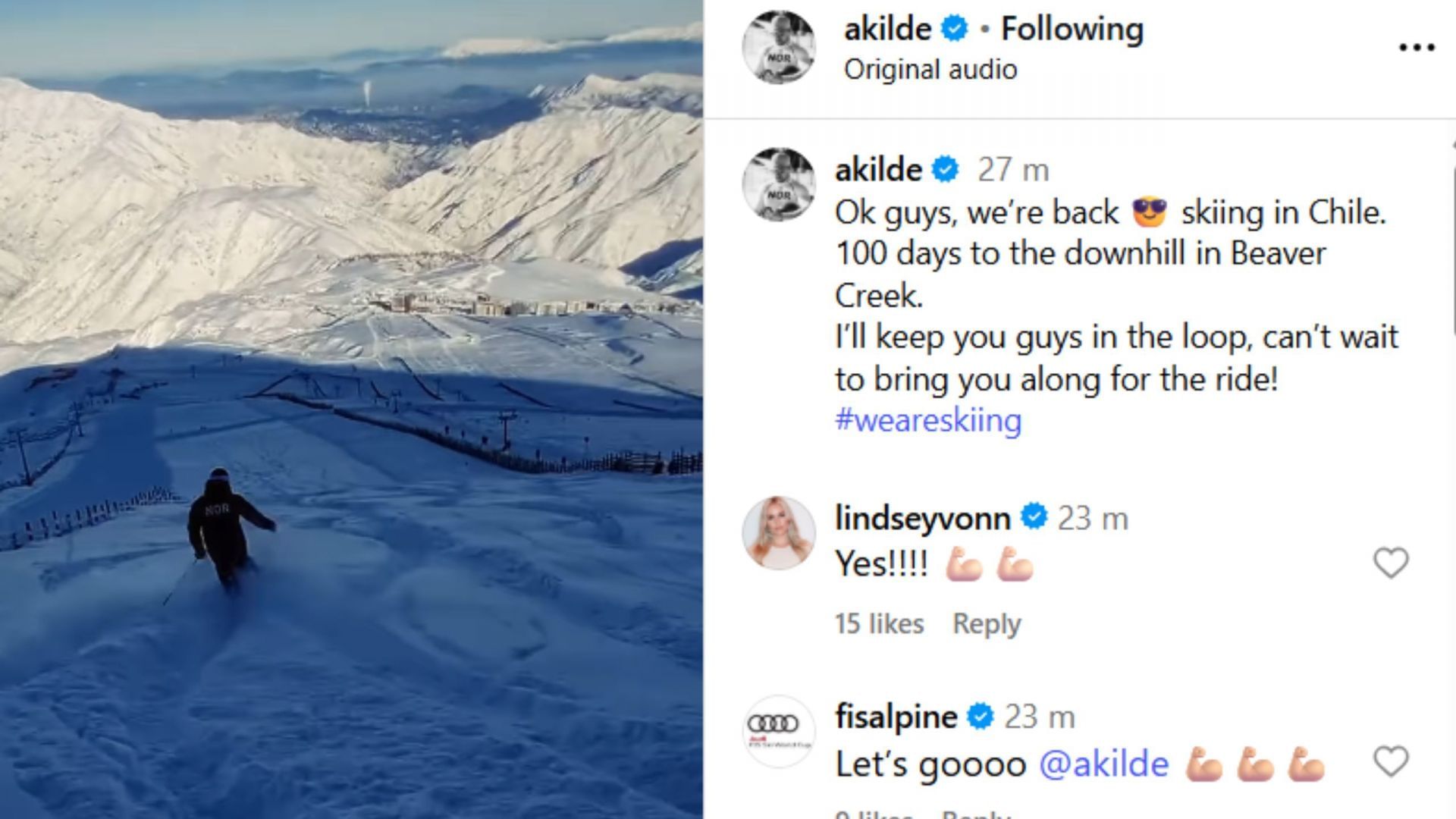 Screenshot of comment (IG/@akilde).