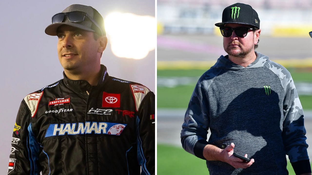 In Picture: Stewart Friesen and Kurt Busch (L-R). Credit: Imagn