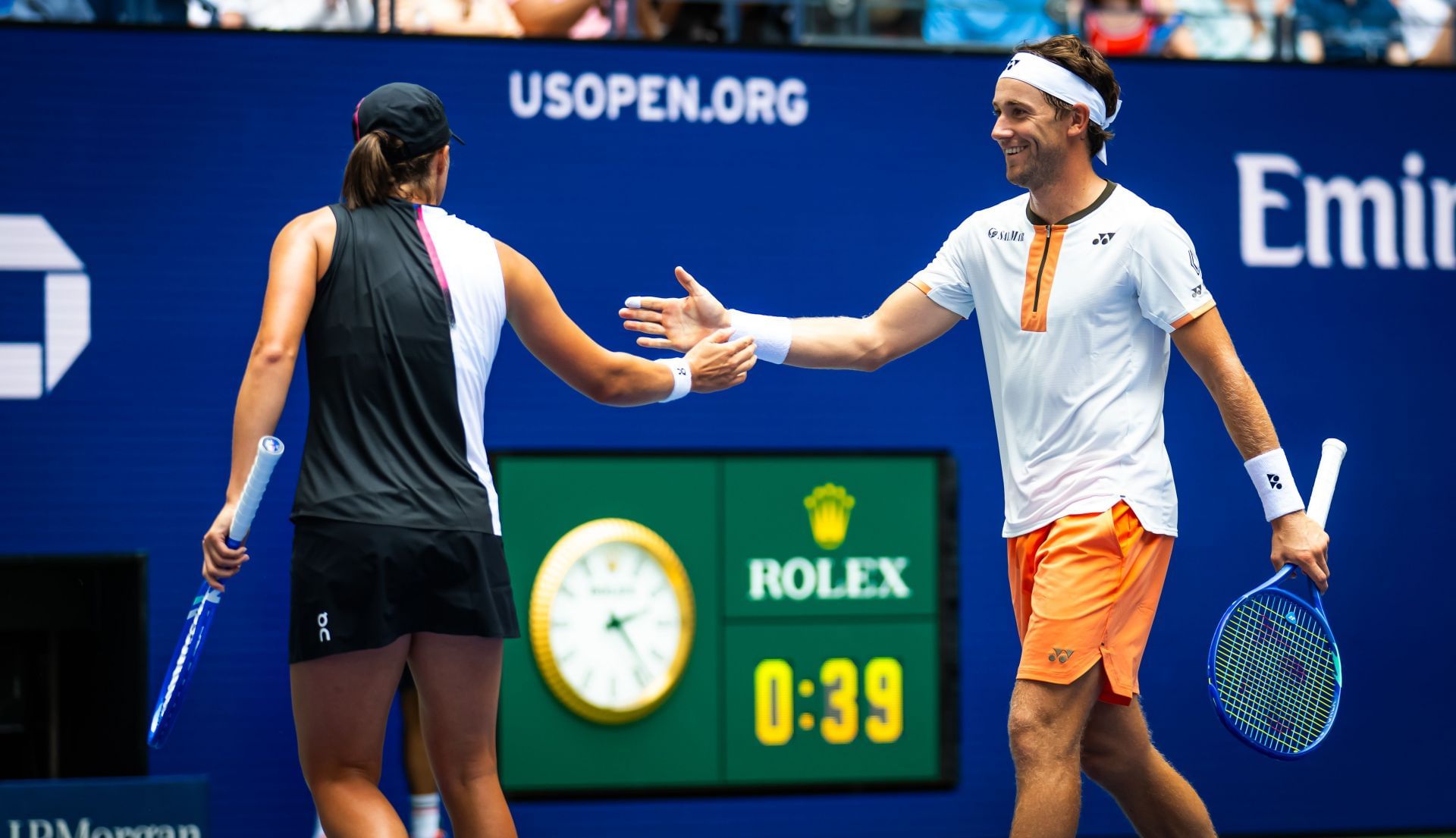 Iga Swiatek and Ruud at the 2025 US Open - Mixed Doubles - (Source: Getty)
