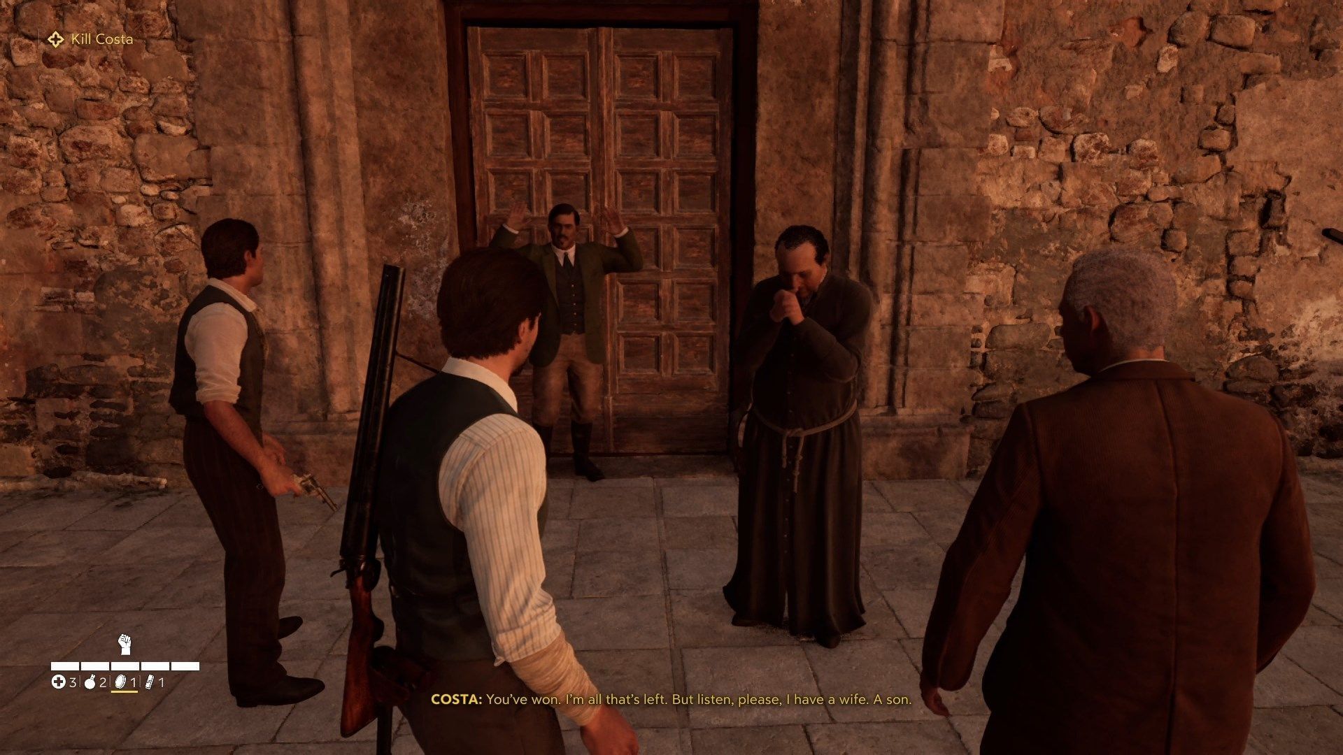 Matteo Costa begging for his life (Image via 2K)