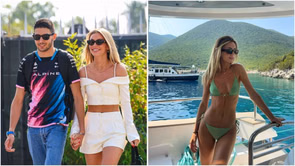 Pictures: Flavy Barla soaks the sun in green bikini as she enjoys the F1 summer break with Esteban Ocon