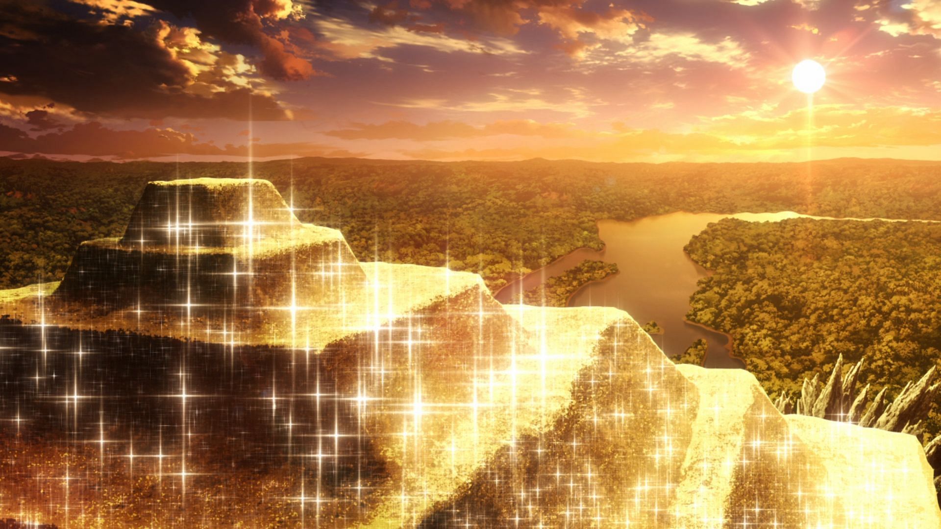 The Petrification Hill, as seen in Dr. Stone: Science Future anime (Image via TMS Entertainment)