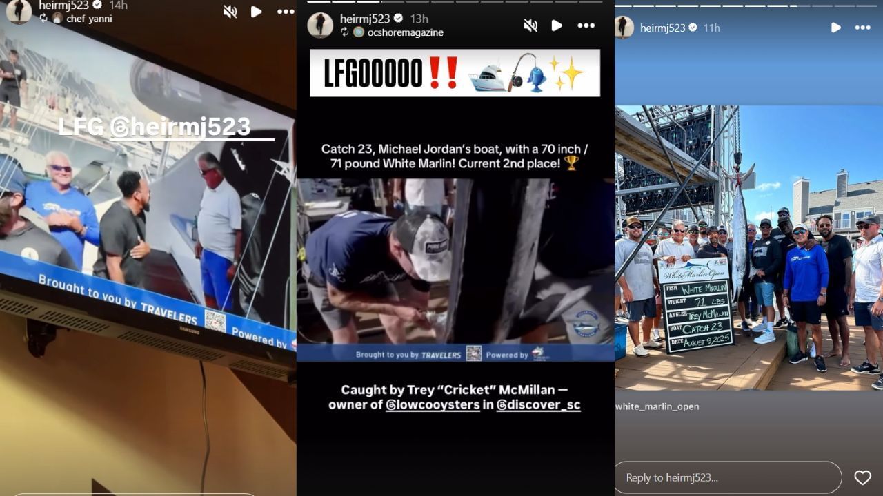 Marcus Jordan shares pictures and videos from the White Marlin Open on his IG story. (Credits @heirmj523/Instagram)