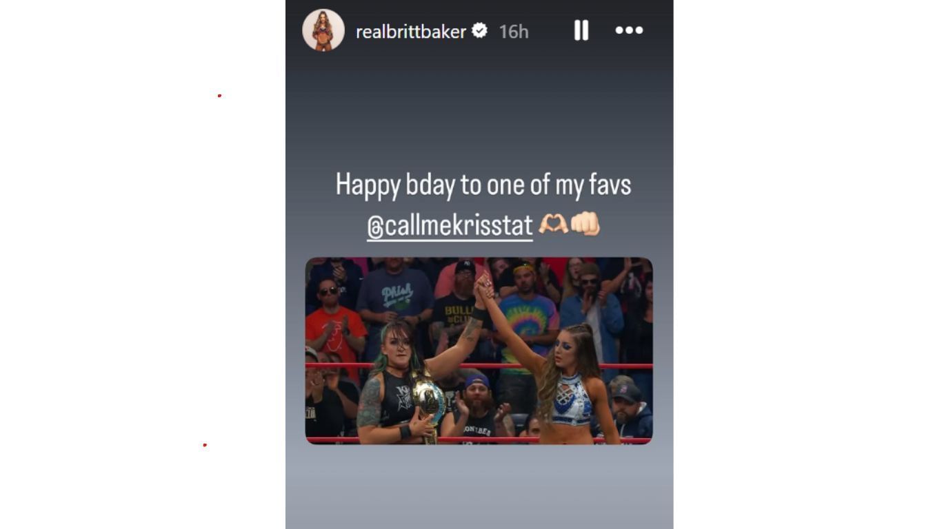 Britt Baker&#039;s IG story [Source: Screengrab of Baker&#039;s IG story]