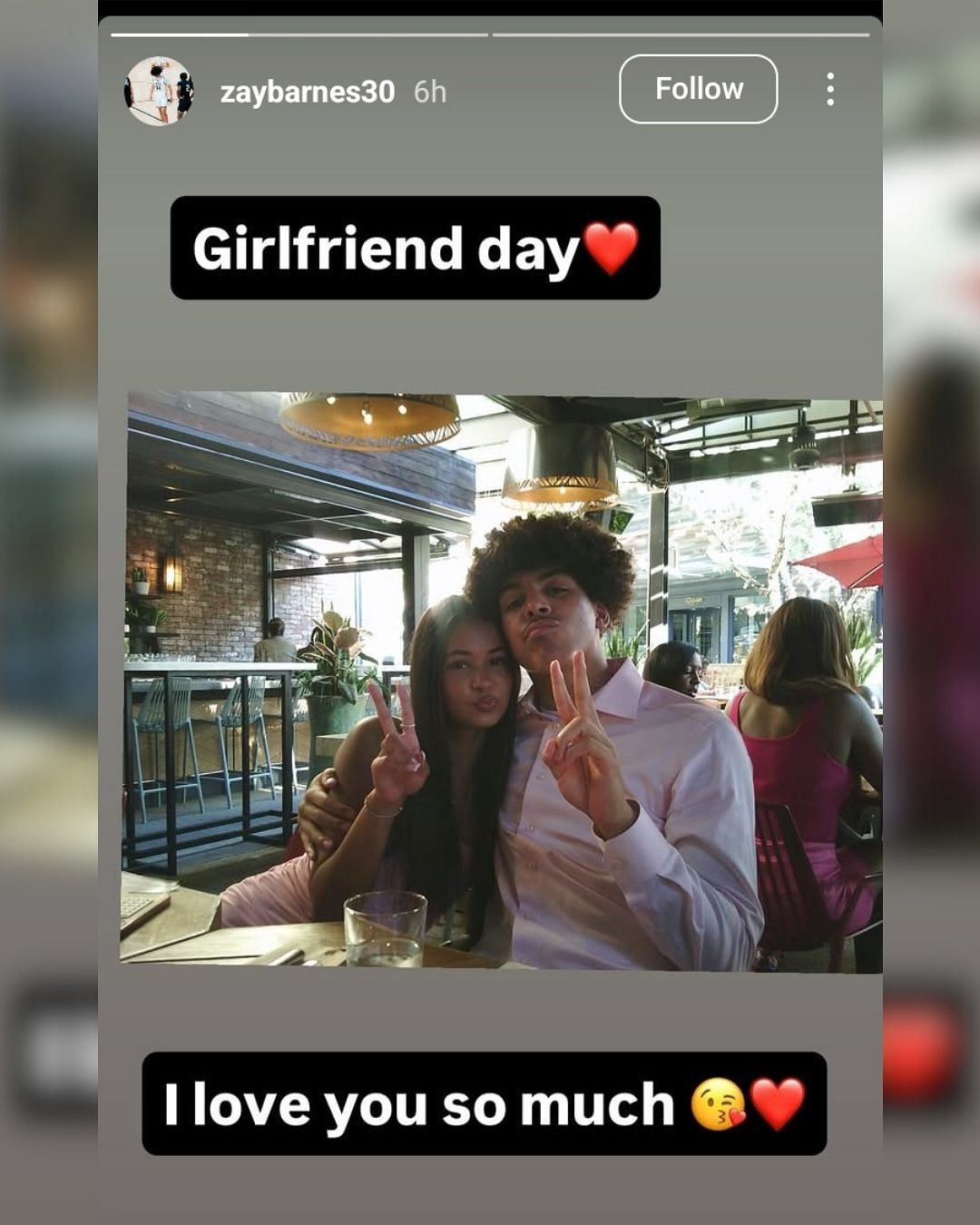 Matt Barnes&rsquo; son Isaiah Barnes with GF in a wholesome selfie on National Girlfriend Day. (Image via Instagram @zaybarnes30)