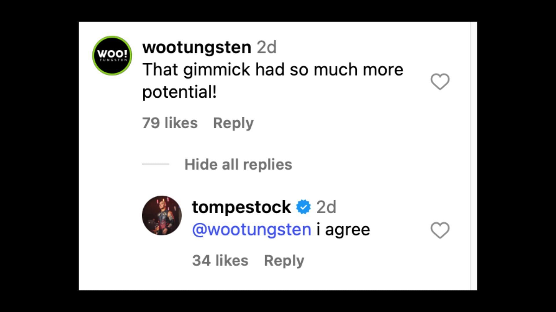 Corbin claimed his gimmick could have lasted longer. [Image credit: Chris Van Vliet on Instagram]