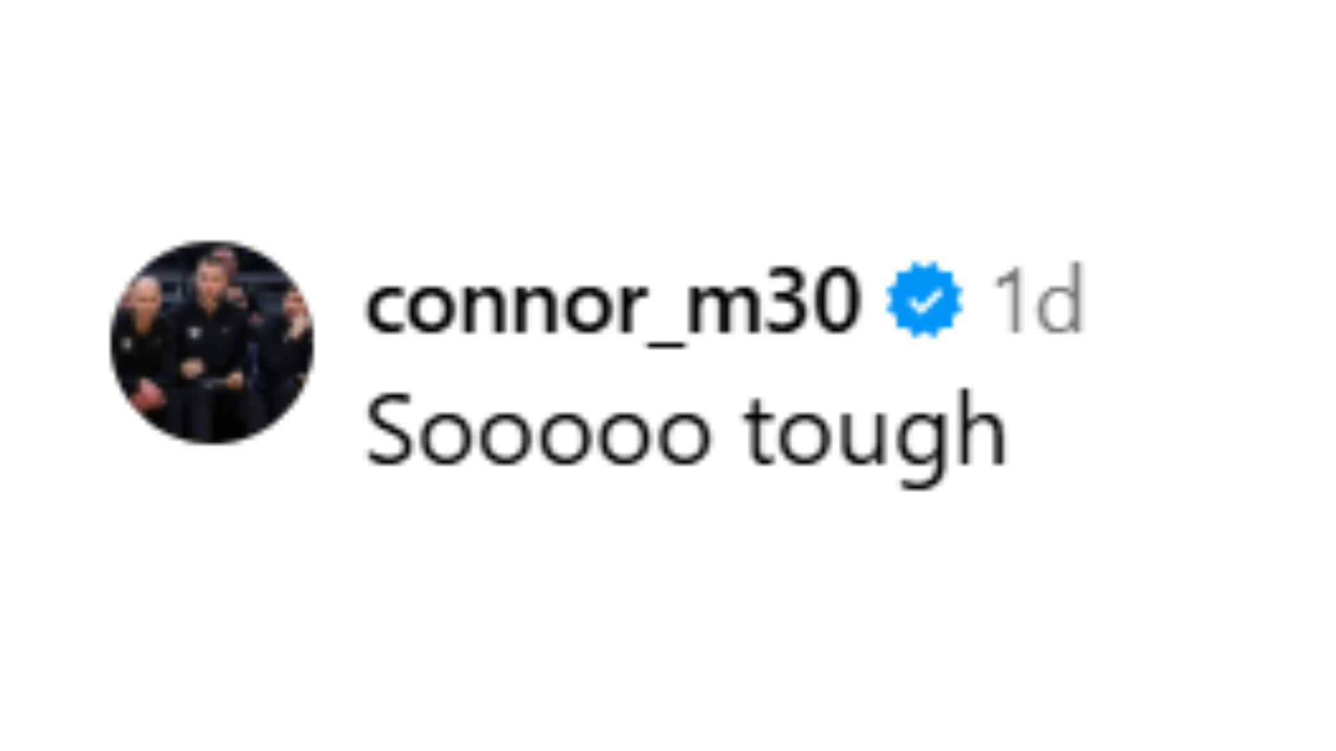 Connor McCaffery&#039;s comment (Image Source: @caitlinclark22/Instagram)