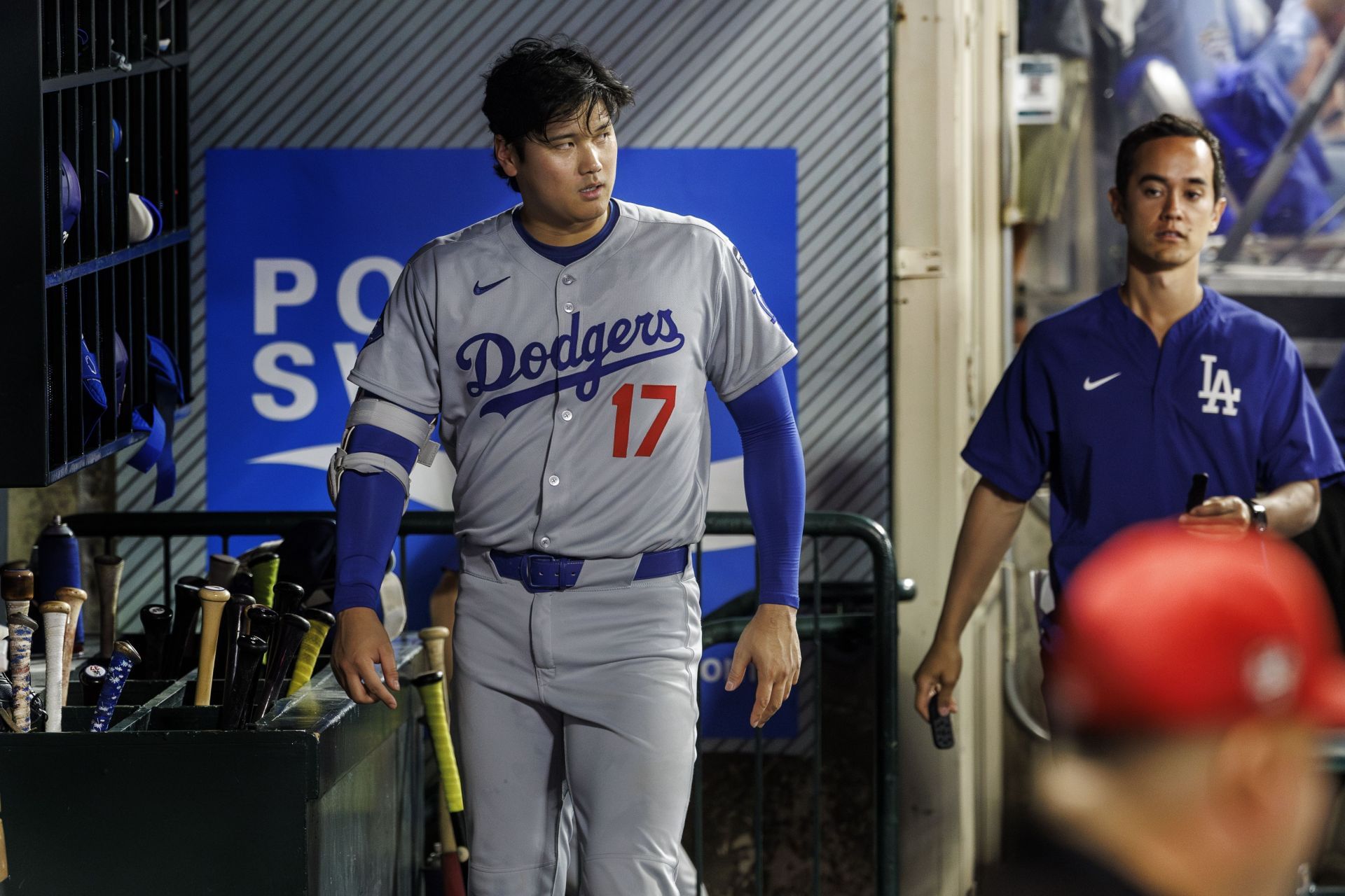 Shohei Ohtani in the dugout during the Dodgers&#039; clash against the Angels - Source: Getty