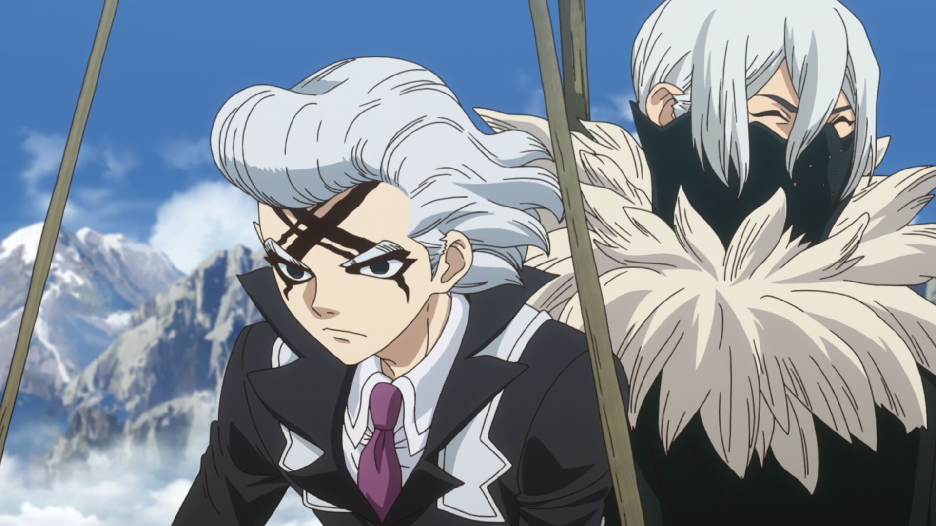 Dr. Xeno and Hyoga as seen in Dr. Stone: Science Future part 2 episode 5 (Image via TMS Entertainment)