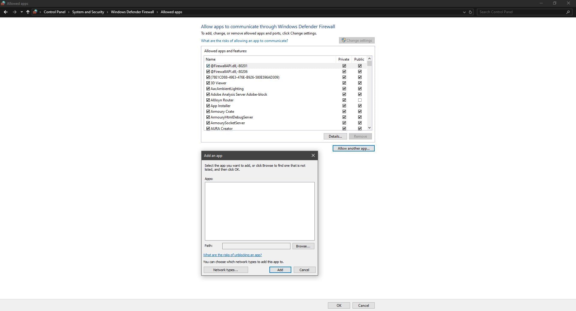 Allow the game on Windows Firewall (Image via Microsoft)