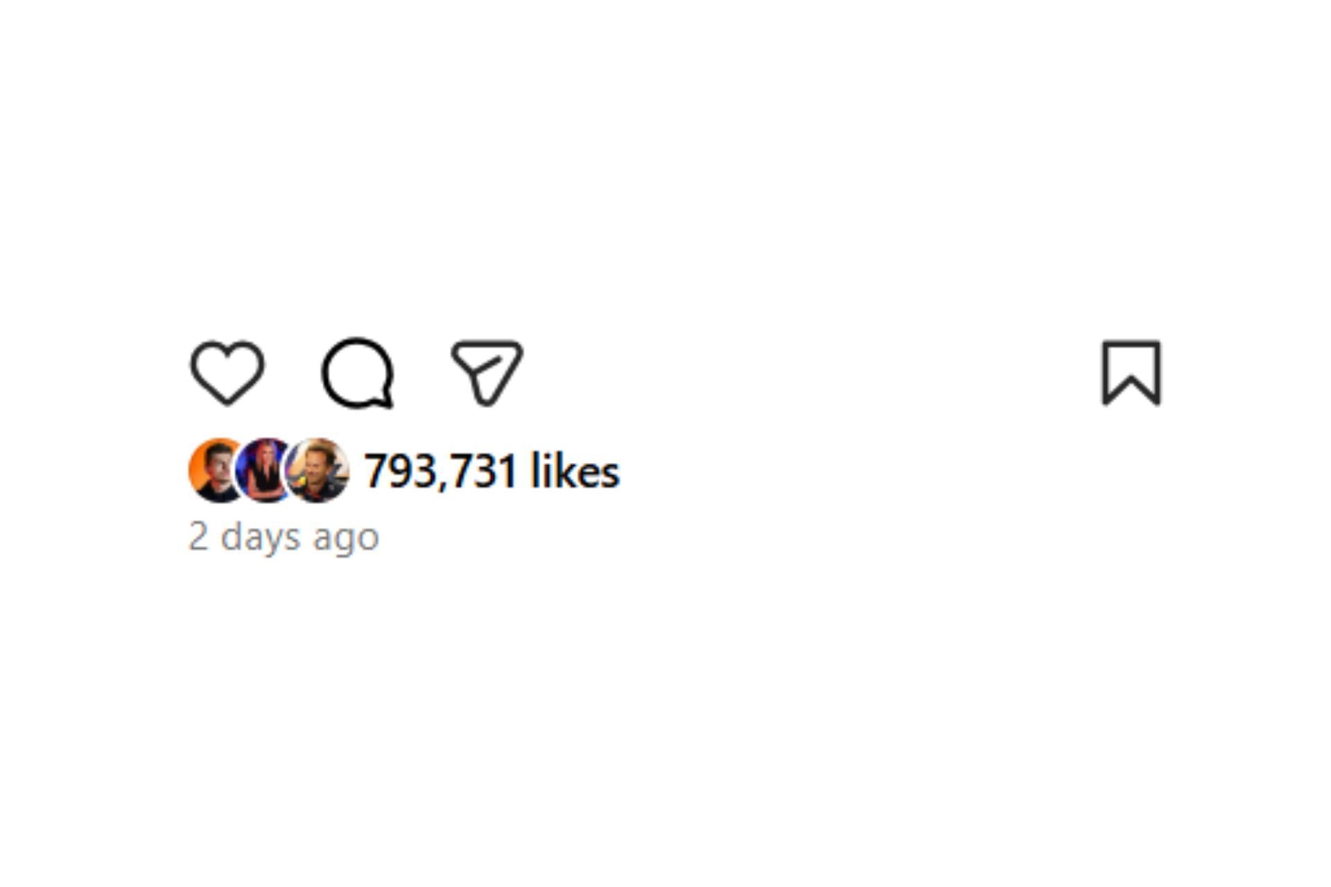 Snapshot of Christian Horner liking the post...Credits-Instagram
