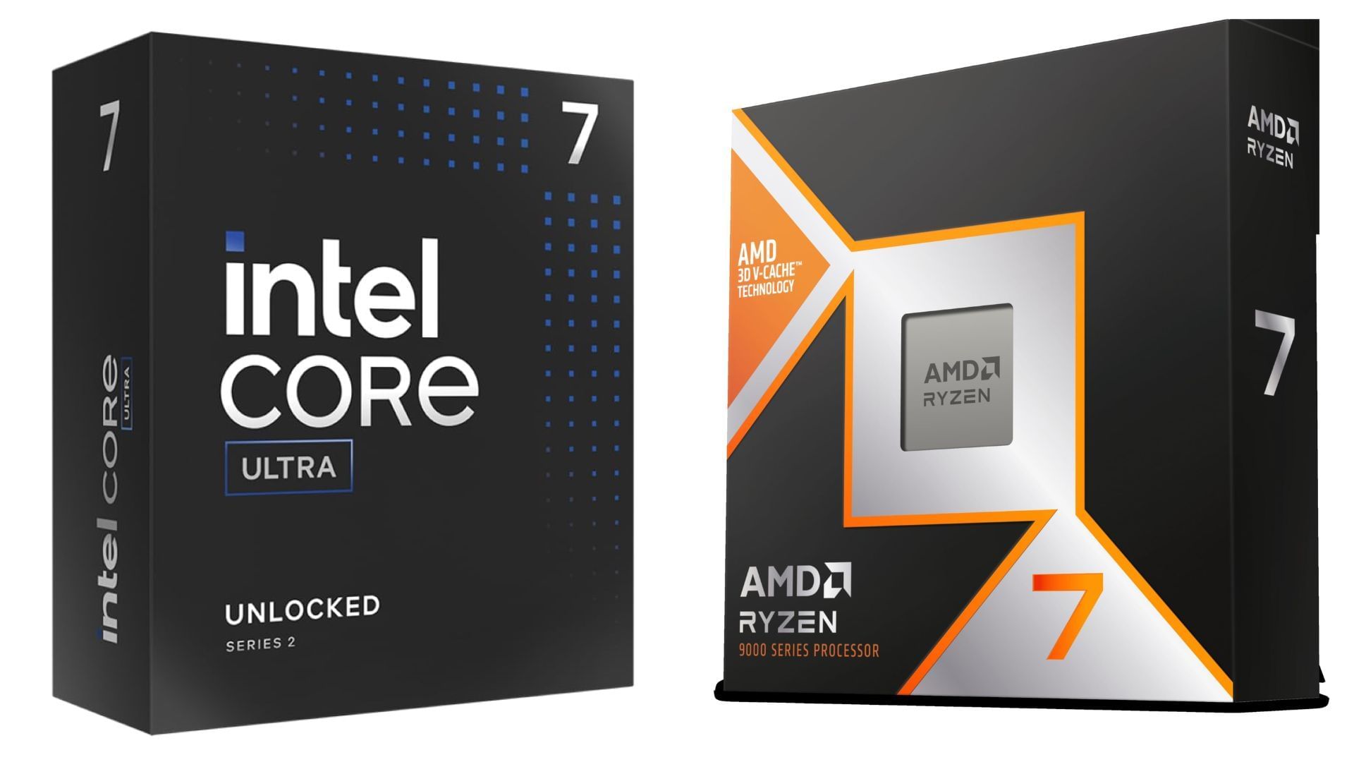 The Core Ultra 7 265K and Ryzen 7 9800X3D are powerful high-end gaming CPUs (Image via Amazon)