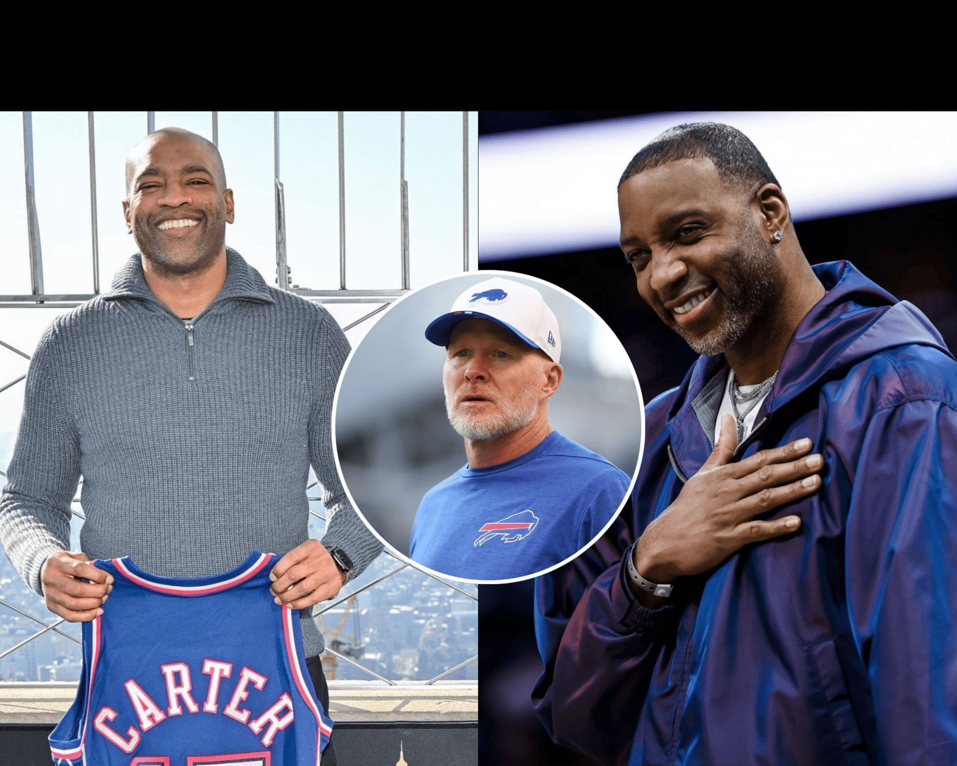 Fans are not holding back as Tracy McGrady and Vince Carter share game-changing wisdom with Buffalo Bills coach Sean McDermott (Image sources: Getty)