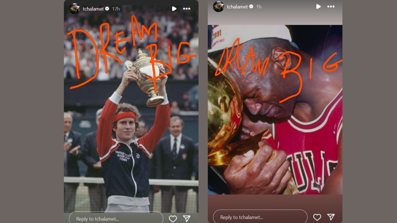Timothee Chalamet shares Michael Jordan&#039;s picture with a motivational message on his IG story. (Credits: tchalamet/Instagram)