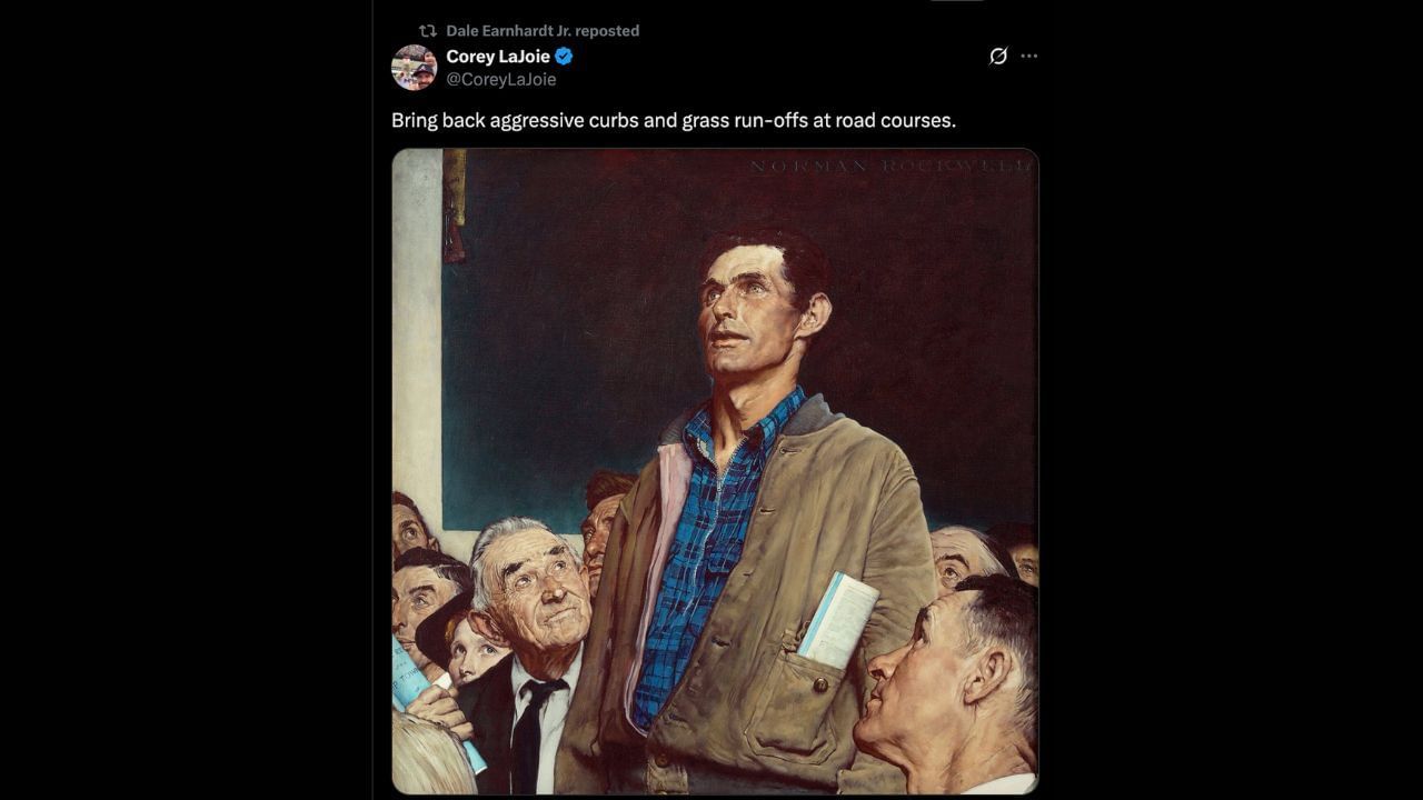 Dale Earnhardt Jr. shares Corey Lajoie&#039;s X post. Source: @X/DaleJr
