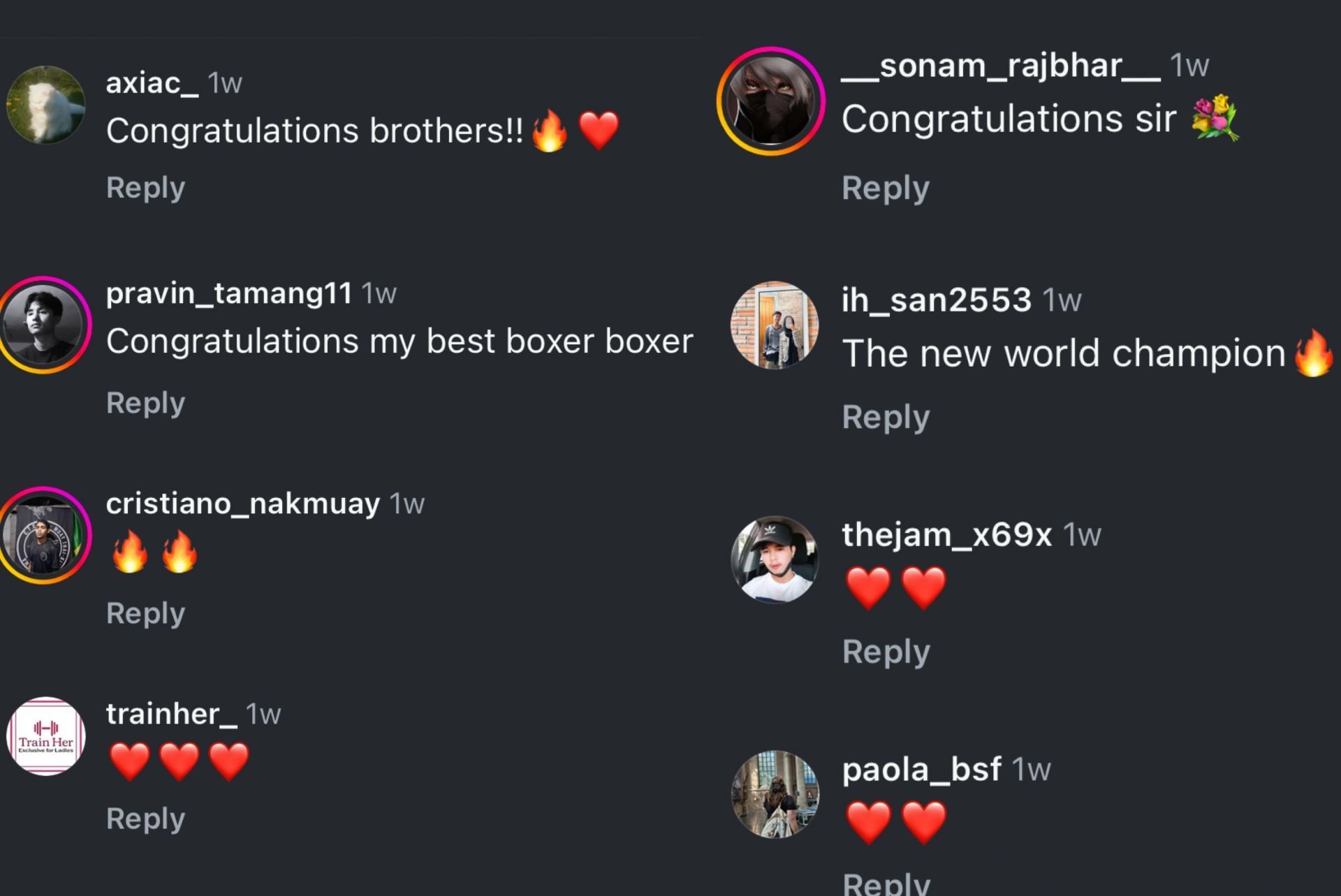 Fans congratulates Rodtang on the arrival of his firstborn. Screenshot from Instagram (@onechampionship)