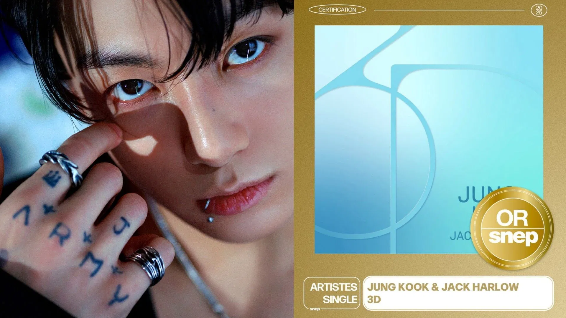 "Congratulations Jungkook" floods social media as "3D" earns Gold certification in France, marking the BTS member's third Gold single in the country