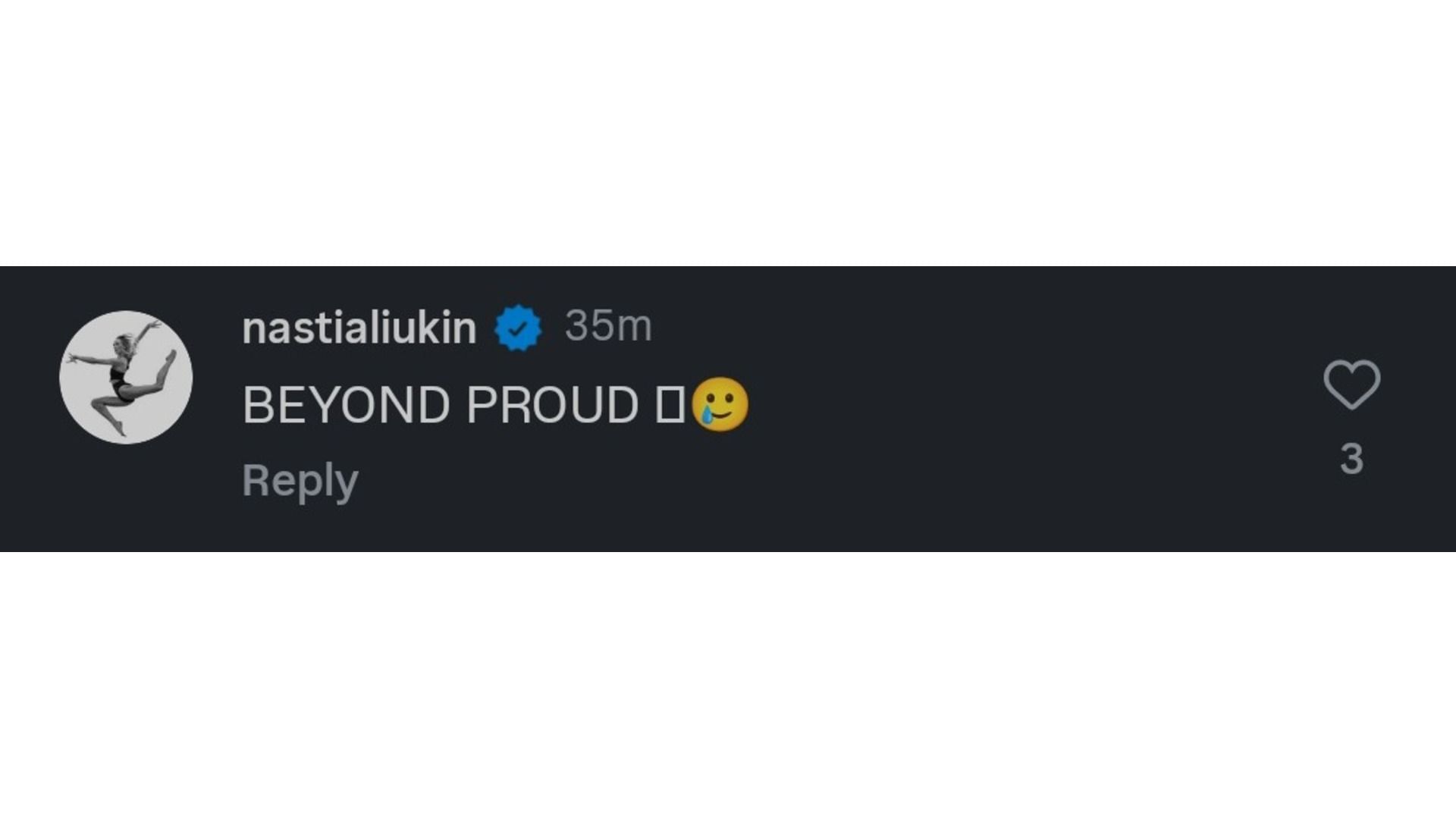 Liukin&#039;s comment on Rivera&#039;s post (Image via: @hezrivera)
